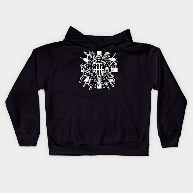 4 horsemen of apocalypse Kids Hoodie by lkn